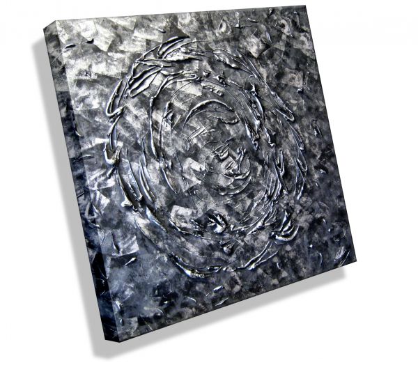 Strukturgemälde "Opus in Silber" 100 x 100 x 4 cm # 370